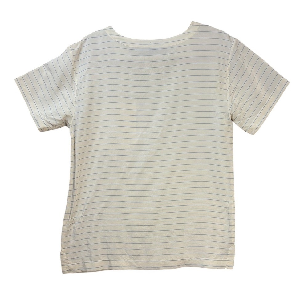 Ralph Lauren Womens Silk Top 6 Ivory Pinstripe Striped Nautical Coastal‎ - Picture 3 of 7
